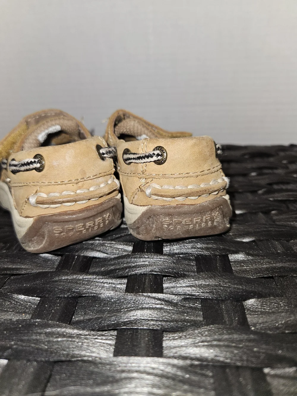 Sperry Kids Tan Hook-and-Loop Moccasin Boat Shoes